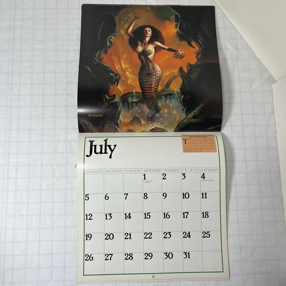 1992 Boris Vallejo Mythology Calendar Unused same dates again in leap year 2048 - Picture 9 of 16